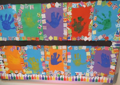 Handprint art at Greatworth PreSchool Near Brackley