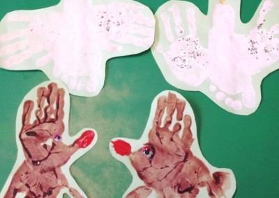 Christmas Handprint art at Greatworth PreSchool Near Brackley