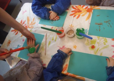 Hand painting at Greatworth PreSchool Near Brackley